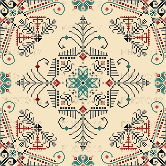 Traditional Latvian embroidery seamless pattern