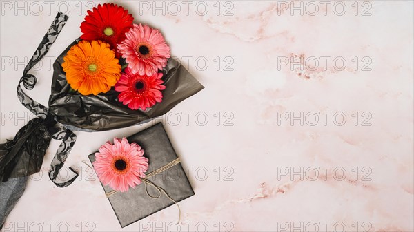 Gerbera flowers packaging film with gift box