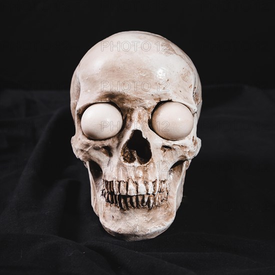Creepy skull with white eyeballs