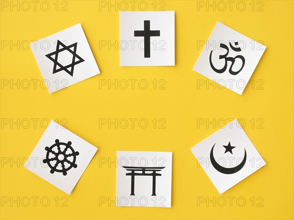 Top view religious symbols