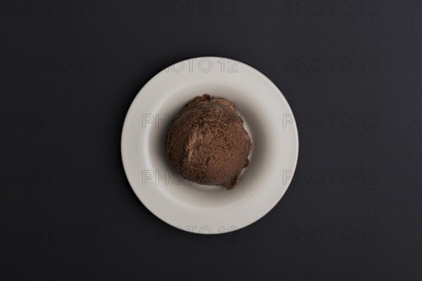 Plate with chocolate ice cream