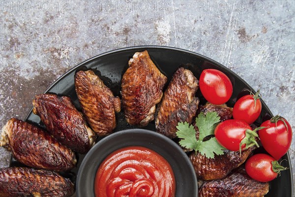 Grilled chicken with tomato sauce coriander leaf