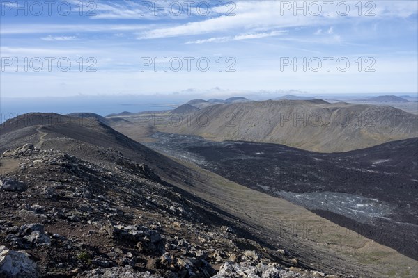 Fagradalsfjall volcano and cooled lava