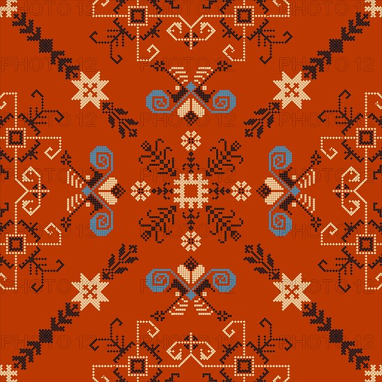 Traditional Latvian embroidery seamless pattern