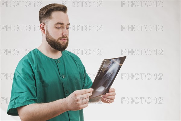 Nurse checking x ray scan