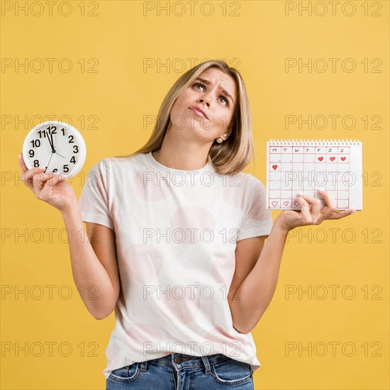 Shocked woman looking up being sad