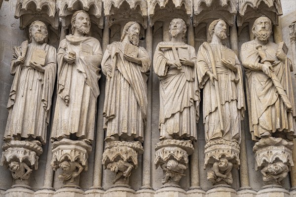 Statues of the Apostles on the west facade of Notre Dame d'Amiens Cathedral