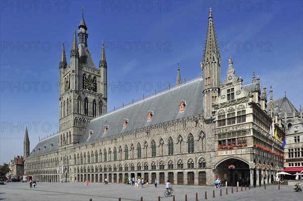 The Grand Place with Cloth Hall and belfry at Ypres