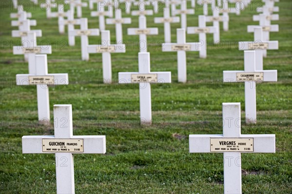 French graves on the First World War One cemetery Cimetiere National Francais de Saint-Charles de Potyze near Ypres