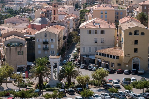 View of Calvi. The port city is located on the west side of the Mediterranean island of Corsica
