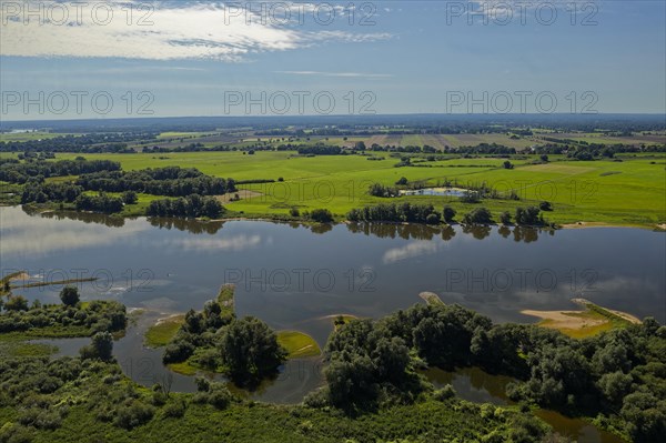 Aerial view of the Elbe floodplain near Boizenburg in the Elbe River Landscape UNESCO Biosphere Reserve. Boizenburg