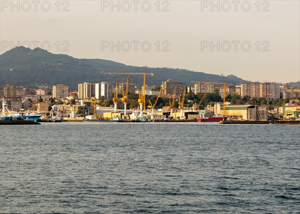 Yellow cranes in port area