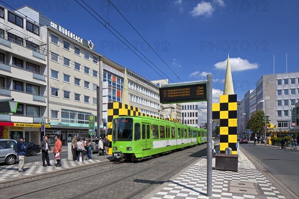 Tram at tramstop at the Steintorplatz in Hannover