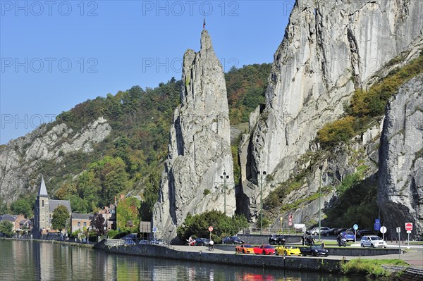 The rock formation Rocher Bayard at Dinant along the river Meuse