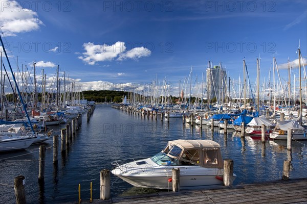 Sailing boats in the Travemuende harbour