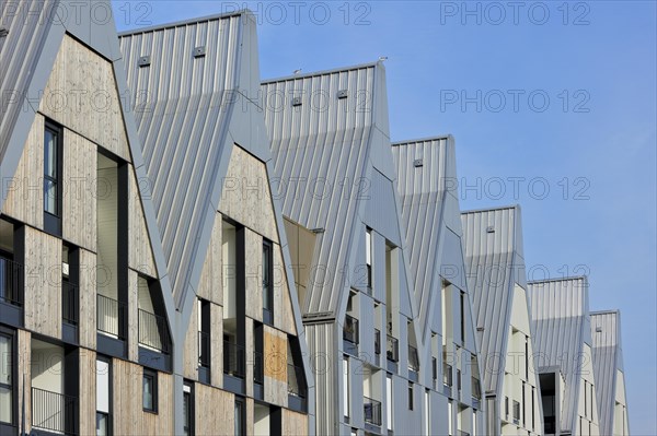 Modern flats along the harbour quay at Dunkirk