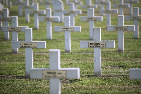 French graves on the First World War One cemetery Cimetiere National Francais de Saint-Charles de Potyze near Ypres