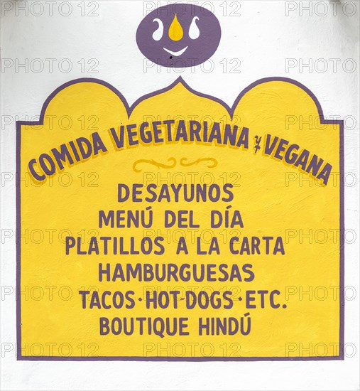 Painted wall sign for vegetarian and vegan restaurant food