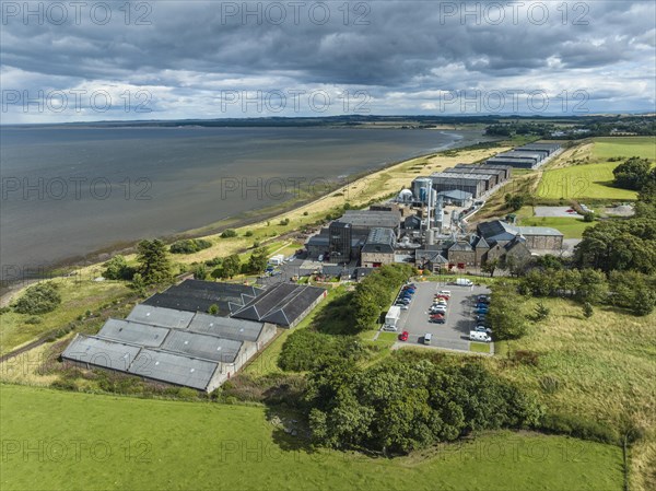 Aerial view of the Glenmorangie whisky distillery near Tain