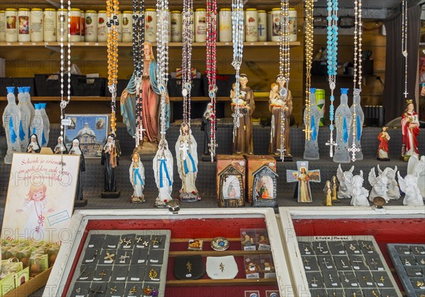 Shop selling religious souvenirs and rosaries near the Basilica of Scherpenheuvel