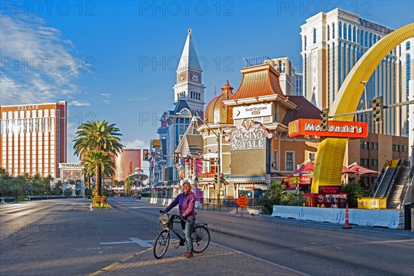 Lonely cyclist on deserted