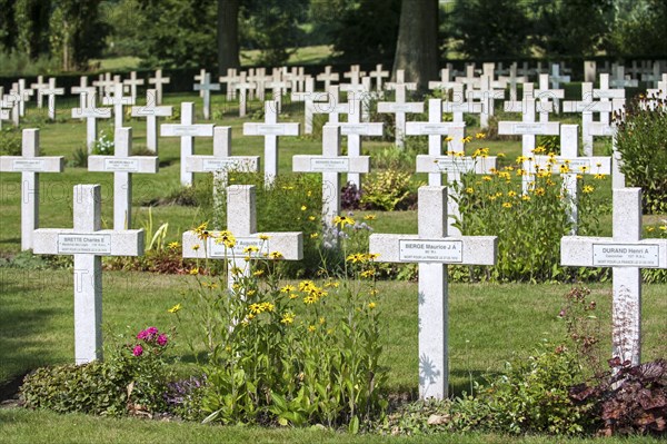 Crosses of French graves at the Lijssenthoek Military Cemetery