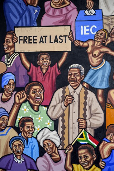 Artwork by artist Sipho Ndlovu on the history of South Africa