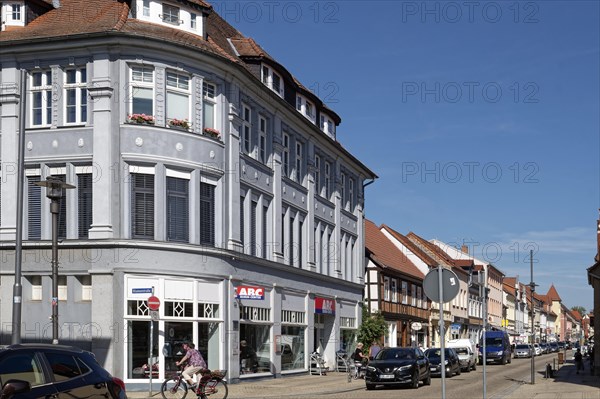 Buildings and shops in Breite Strasse in Osterburg