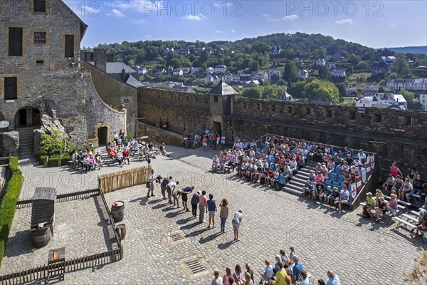 Tourists watching falconry