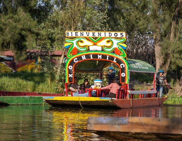 Popular tourist attraction boating Xochimiloco