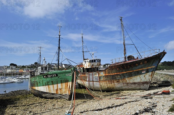 Wrecks of small trawler fishing boats in the harbour of Camaret-sur-Mer