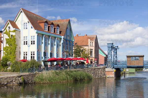 Traditional lift bridge over the Elde river at Plau am See