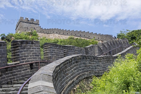 Restored Great Wall of China and watchtower at the Juyong Pass