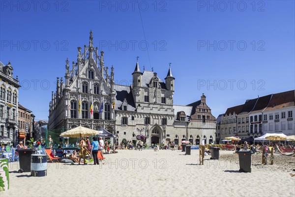 Sandy beach with playground for children on the Market Square