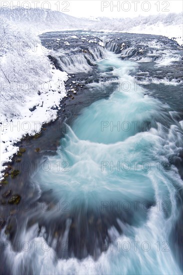 Bruarfoss waterfall in winter