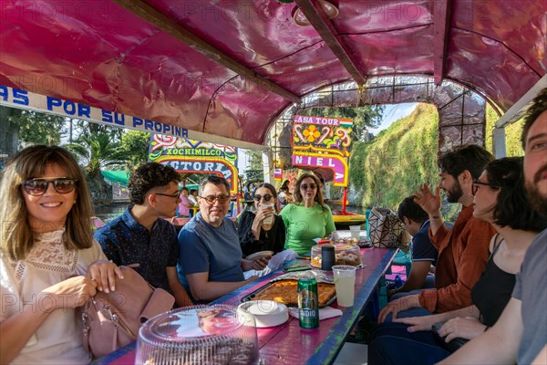 Popular tourist attraction boating Xochimiloco