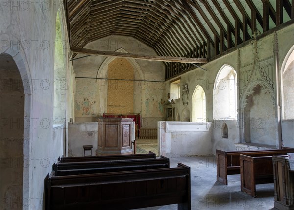 Nave and chancel inside Little Wenham church