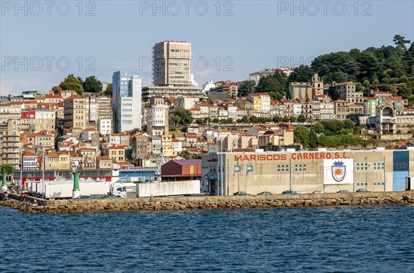 Mariscos Carnero fish farming seafood processing buildings on quayside of port