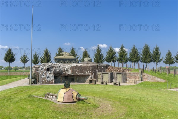 Esch casemate as part of the former Maginot Line. Here bunker with M4 Sherman tank