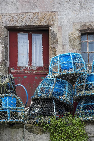 Blue lobster traps