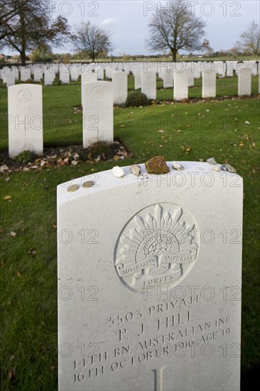 Bedford House cemetery with graves of First World War British Empire soldiers at Zillebeke near Ypres