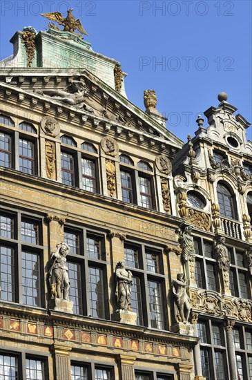 Facades of medieval guildhalls on the Grand Place at Brussels