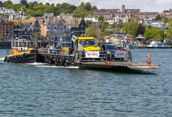 Vehicle ferry crossing River Dart estuary from Dartmouth to KIngswear