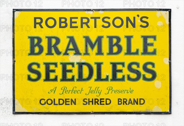Vintage advertising sign for Robertson's Bramble Seedless jelly preserve jam