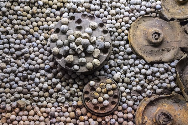 Bullets of exploded shrapnel shells from the First World War One at Ypres