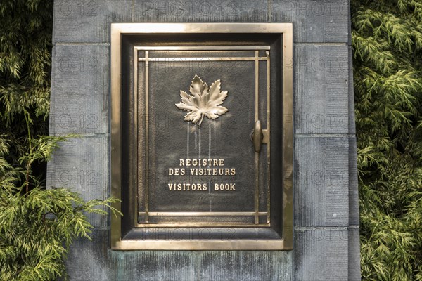 Locker with visitors' book and register at the St. Julien Memorial