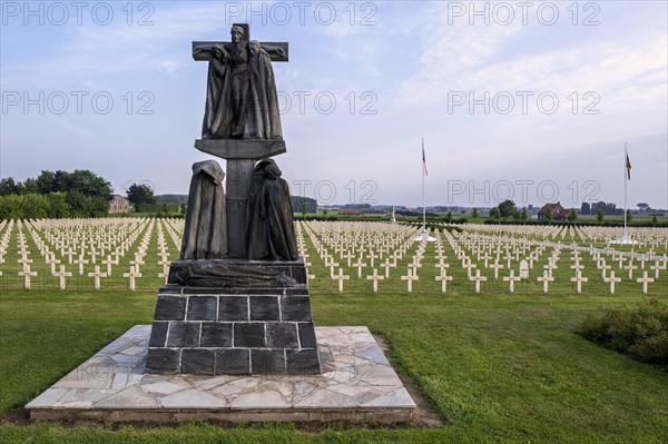 Statue Calvaire breton at the French First World War One cemetery Cimetiere National Francais de Saint-Charles de Potyze near Ypres