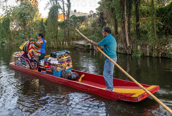 Popular tourist attraction boating Xochimiloco