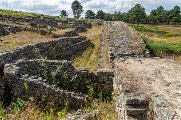 Defensive walls San Cibrao de Las hill fort Castro Culture archeological site