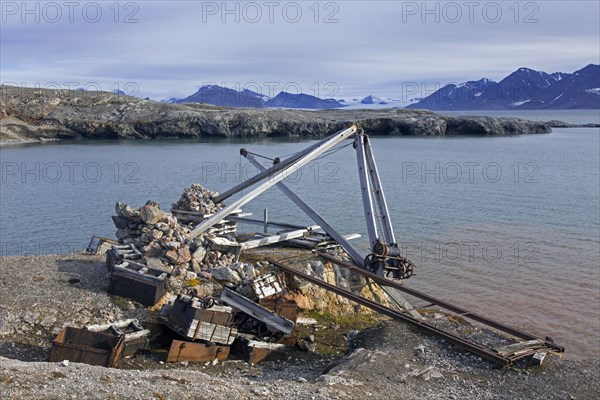 Old crane at abandoned marble quarry at Camp Mansfield